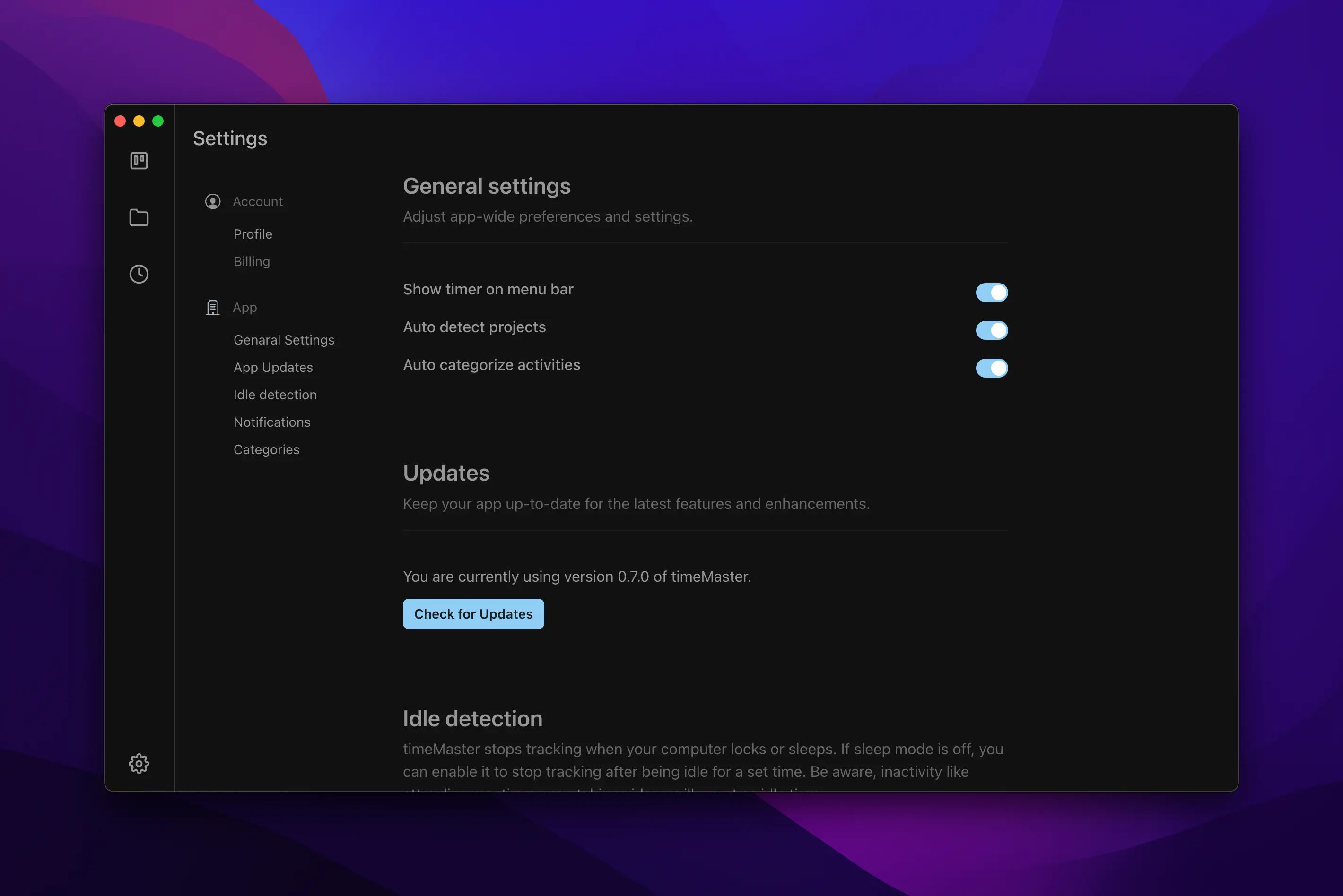 new settings page
